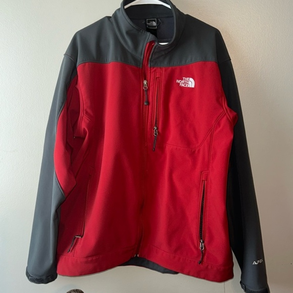 The North Face Jacket Coat Maroon‎ Grey XL Zip Up Front